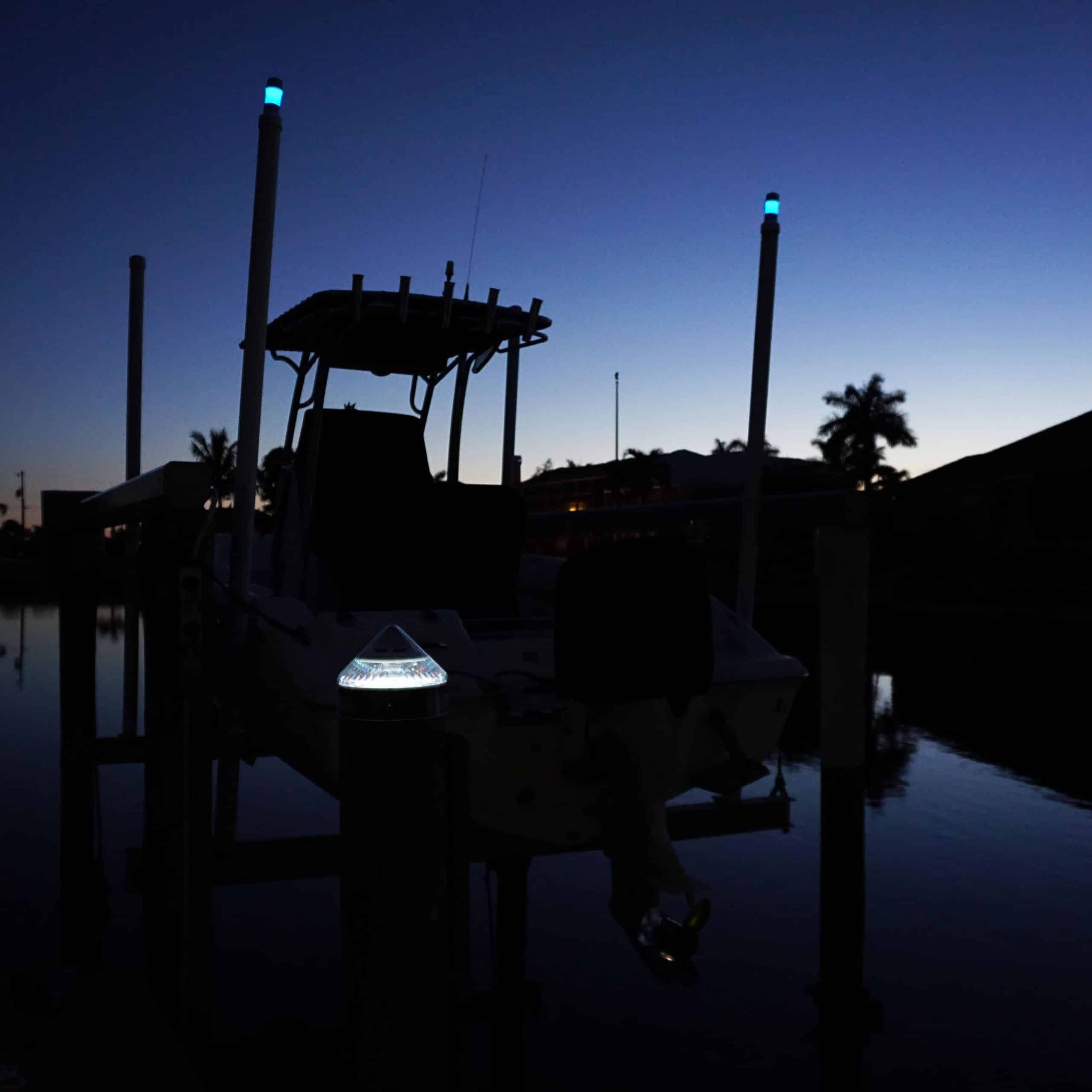 Blue Solar Guide Post Light • DokLite Solar Piling Light by Dock Life