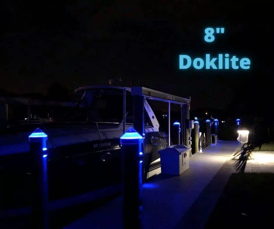 Blue Solar Dock Light – 8 Inch Cap • DokLite Solar Piling Light by